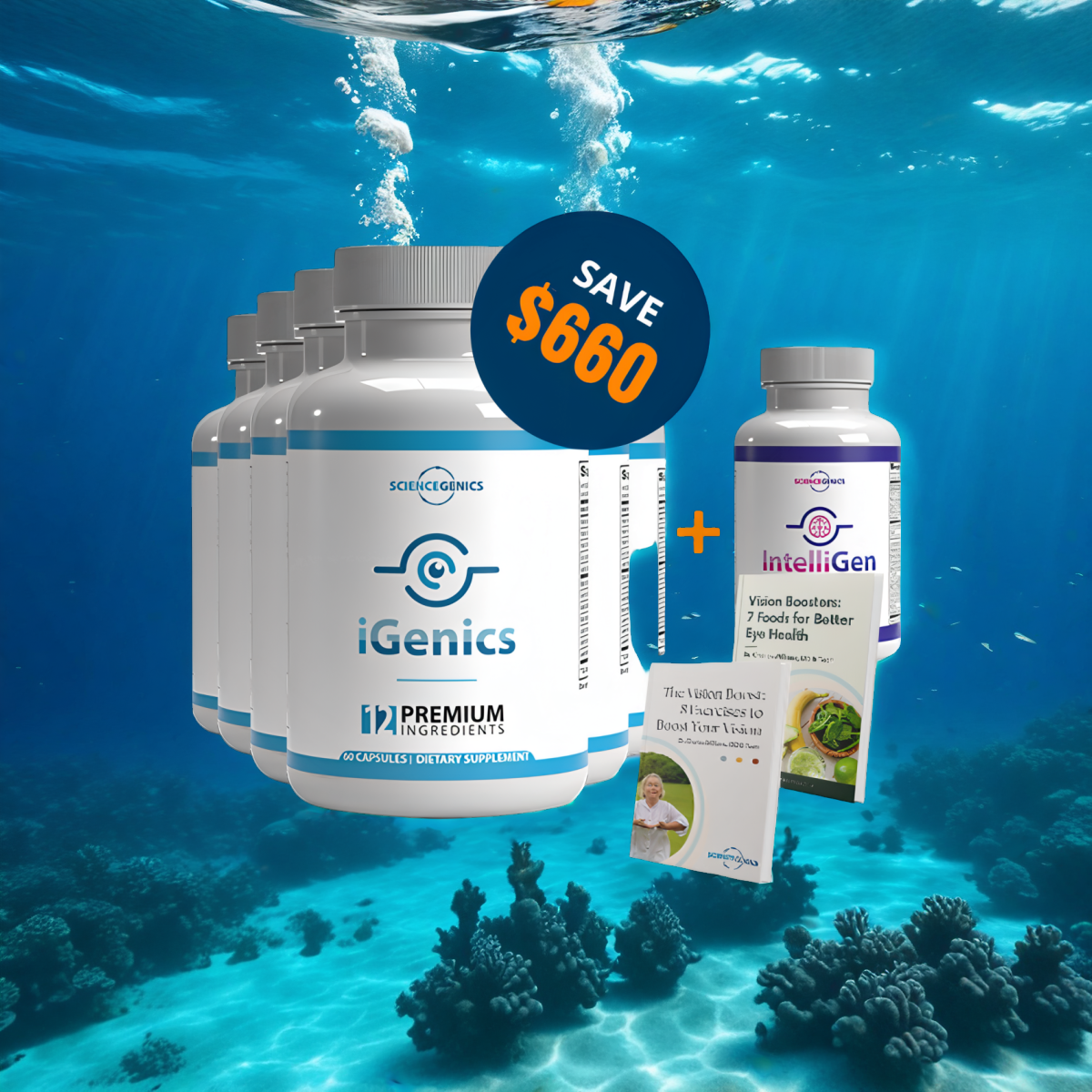 iGenics - 6 Bottles + 2  Ebooks + 1  Intelligen